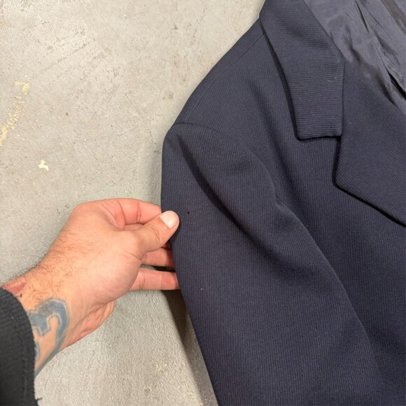 Brioni Coat Wool Long Overcoat Chesterfield Twill Made in Italy Blue Large 42 R - Picture 8 of 12